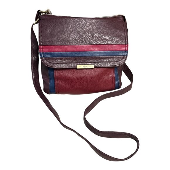 Relic by Fossil Crossbody Bag – Colorblock Faux Leather – Burgundy, Red & Blue – - Picture 1 of 10